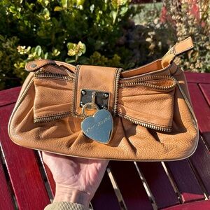 Betsey Johnson - Tan Leather Women's Bag with Heart Charm